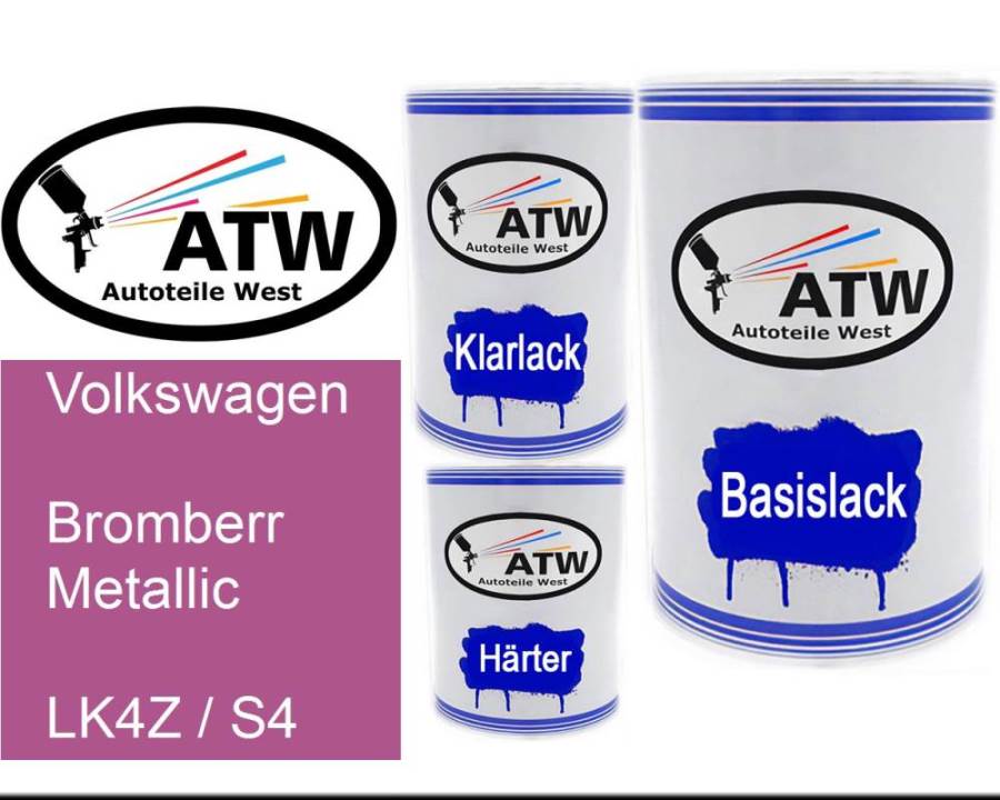 Volkswagen, Bromberr Metallic, LK4Z / S4: 500ml Lackdose + 500ml Klarlack + 250ml Härter - Set, von ATW Autoteile West.